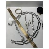 2 SILVER TONE EARRING SET 2 VINTAGE BELTS AND