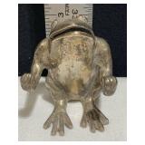 SILVER OVER BRASS FROG LETTER HOLDER 3.5" H