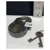 LOCK W/ KEYS CAST IRON 4.5"