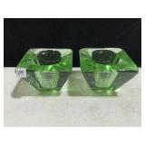 GREEN GLASS ASHTRAYS