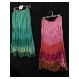 REQUIREMENTS LADIES SKIRT PINK BOHO MAXI BORDER