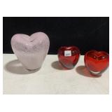 HEART SHAPED BUD VASES, PINK 7" H, RED 4" H