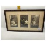 ANTIQUE FRAME W/ WOMAN AND BABY 3 SECTION