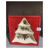 WINTER GREETING LENOX TREE DIVIDED SERVING DISH