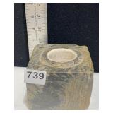 STONE INKWELL WITH 4 PEN HOLDERS 4" X 4" X 3" H