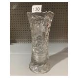 ETCHED GLASS VASE CHIP ON BASE
