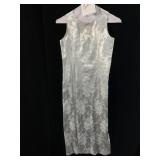 LADIES SILVER SATIN GLITTER TANK TOP FULL LENGTH