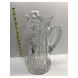 11" H CUT GLASS PITCHER APPLIED HANDLE