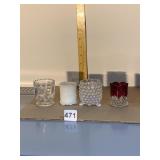 4 ANTIQUE TOOTHPICK HOLDERS INCL. HOBNAIL