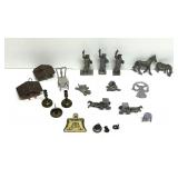 PEWTER MINIATURES, DOLL HOUSE BRASS CANDLE SET,