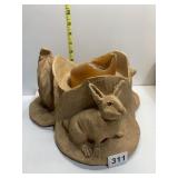 3-SIDED FROG, BUNNY AND SQUIRREL W/ CANDLE IN