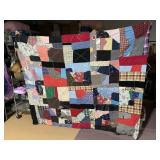 70" X 84" HAND STITCHED CRAZY QUILT