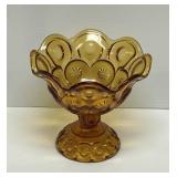 LE SMITH MOON AND STARS AMBER GLASS 6" COMPOTE