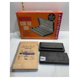 GRINDING STONE IN WOOD BOX, SLIDE CASE, SKETCH