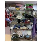 ALL ON ROLLING CART, GLASSES, RED TOTE, SPEAKER,