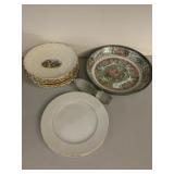 ORIENTAL BOWL, STOPPER, SAUCERS