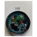 COPPER ENAMELED DISH 4.5" D