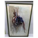 REPRODUCTION PRINT CANTON GRAPHIC SIGNED LL21" H