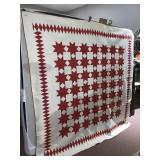 HAND STITCHED STAR QUILT (2) SMALL MINOR STAINS