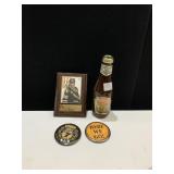 MARIO LEMIEUX CARD PLAQUE, (2) STEELERS BUTTONS &