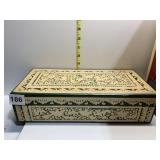 WOOD RECTANGLE BOX 13" W X 6" D X 3" ANIMAL MOTIF