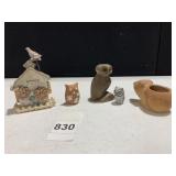 MINI OWL, PLANTER, SIGNED BASE