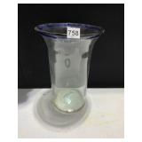 GLASS VASE W/ BLUE BAND