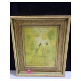 M. STORM COUPLE HOLDING HANDS IN GARDEN ON CANVAS