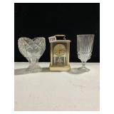 BLEKRISTAL WESTERN GERMANY GLASS VASES, CLOCK
