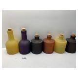 6 COLORED BOTTLES 5" & 6.5" H