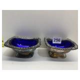 SILVERPLATE COBALT INSERT DISHES