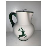 7"H DEER MOTIF SIGNED PITCHER WITH PINCHED SPOUT