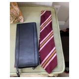 LEATHER NEW WALLET AND BURBERRY TIE