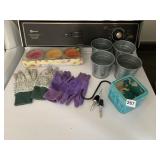 PATIO CANDLES, SPOUTS, TIN PLANTERS