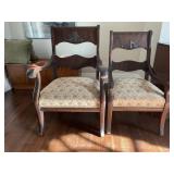 CARVED BACK ARMCHAIR 37.5" H X 21.5" W X 22" D