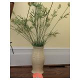 ETHAN ALLEN GLAZED VASE 12" H W/ DRIED