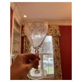UNMARKED CLEAR ETCHED WINE GLASSES 7