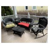 WICKER PATIO SET, ROCKER, LOVESEAT, ARMCHAIR