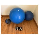 YOGA BALLS AND ANKLE WEIGHTS