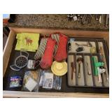 CONTENTS OF DRAWER WITH VARIOUS POTHOLDERS,