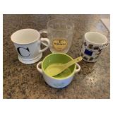 CERAMIC MUGS, GUINNESS GLASS WITH HANDLE &