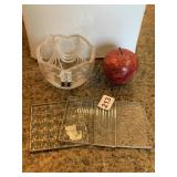 GLASS COASTERS, CRYSTAL BOWL SMALL, & MARBLE