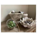 VARIOUS CERAMIC & GLASS SUCCULENT PLANTERS SEE