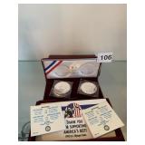 USA 1992 COMMEMORATIVE MINT SET 4 SILVER COINS