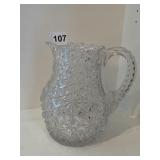 BRILLIANT CUT CLEAR GLASS PITCHER NO MARKINGS 7