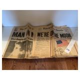 MAN ON MOON POST GAZETTE NEWS PAPERS