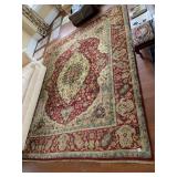 HAND WOVEN RUG 100" X 122" RICH COLORS RED CENTER