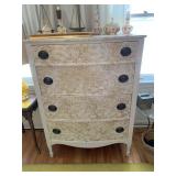 MAHOGANY SPONGE PAINTED DRESSER GOLD AND GRAY -