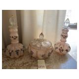 HAND PAINTED PINK DRESSER SET 2 NINE INCH
