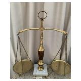 BALANCE SCALE WOOD CENTER MARBLE BASE 17.5" X 17"